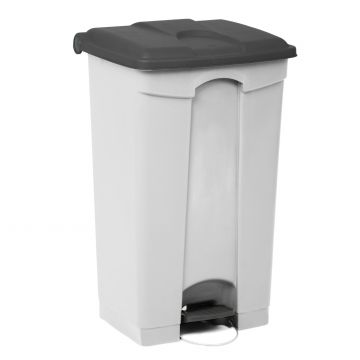 Plastic waste pedal bin 500x410x820 mm, 90 l. white/grey